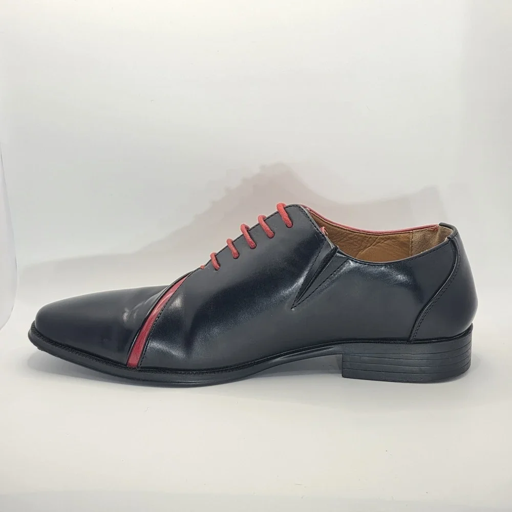 Antonio Cerrelli 6980 Men Dress Shoes Black Red Two Tone Oxfords Lace Up Sz 8.5